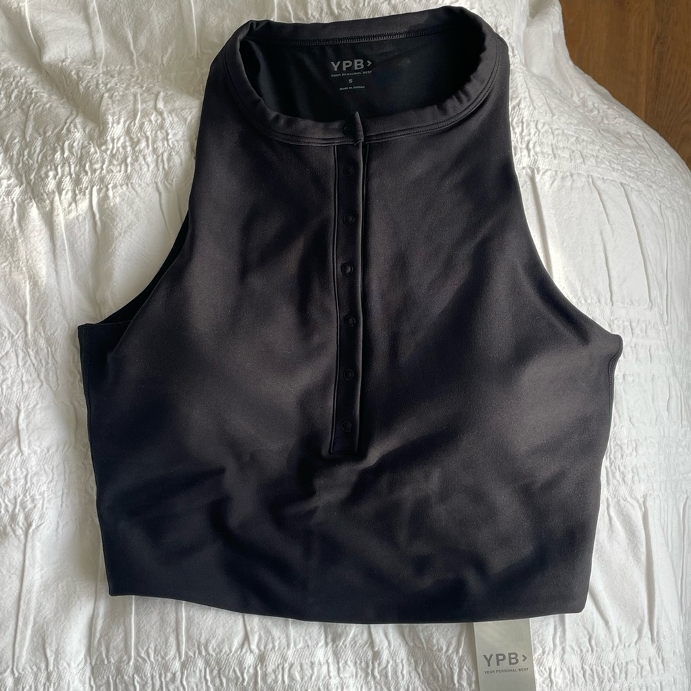 Black Athletic Crop Tank Top and Sports Bra